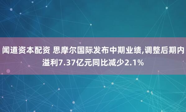闻道资本配资 思摩尔国际发布中期业绩,调整后期内溢利7.37亿元同比减少2.1%